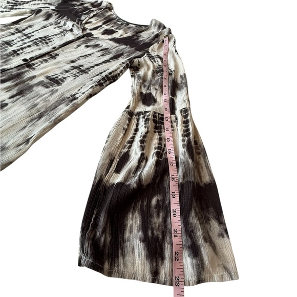 Billabong Oversized Shirt Dress With Bell Sleeve Gauzy Brown White Jr Large - Picture 11 of 15